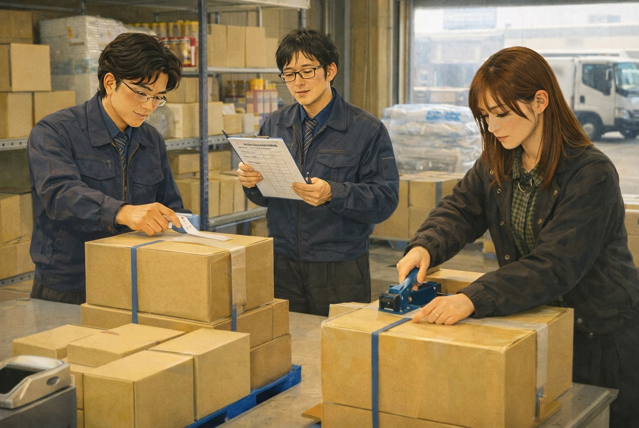 出荷前に配送準備を進める様子